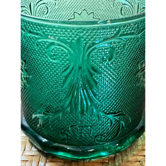 Vintage Tiara Indiana Glass Green Spruce Canister with Lid 7.5" Tall - Picture 6 of 8